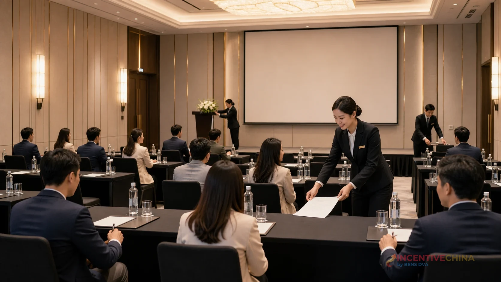 ทีมองค์กรประชุมทบทวนข้อมูล supplier และรายการติดตามงานในห้องประชุมจีน