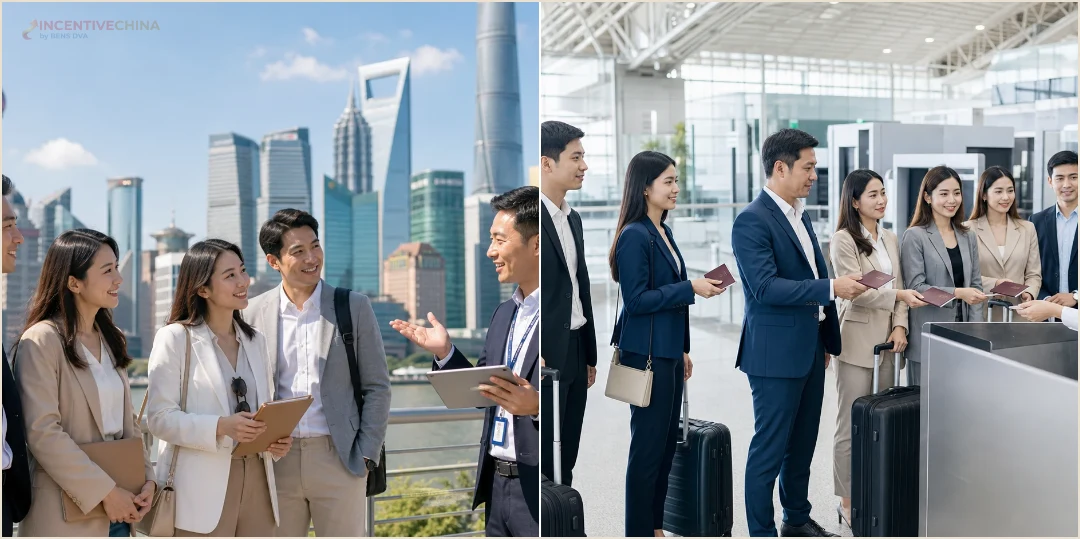 บรรยากาศทีมองค์กรตรวจพาสปอร์ตและรับคำแนะนำจากไกด์ก่อนเดินทางในจีน
