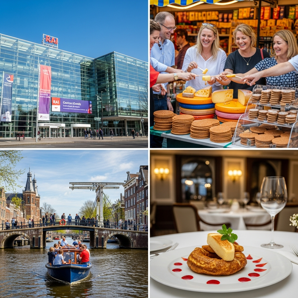 งานองค์กรอัมสเตอร์ดัม — ศูนย์ประชุม RAI ชิมชีสดัตช์ ล่องเรือคลอง อาหาร Michelin