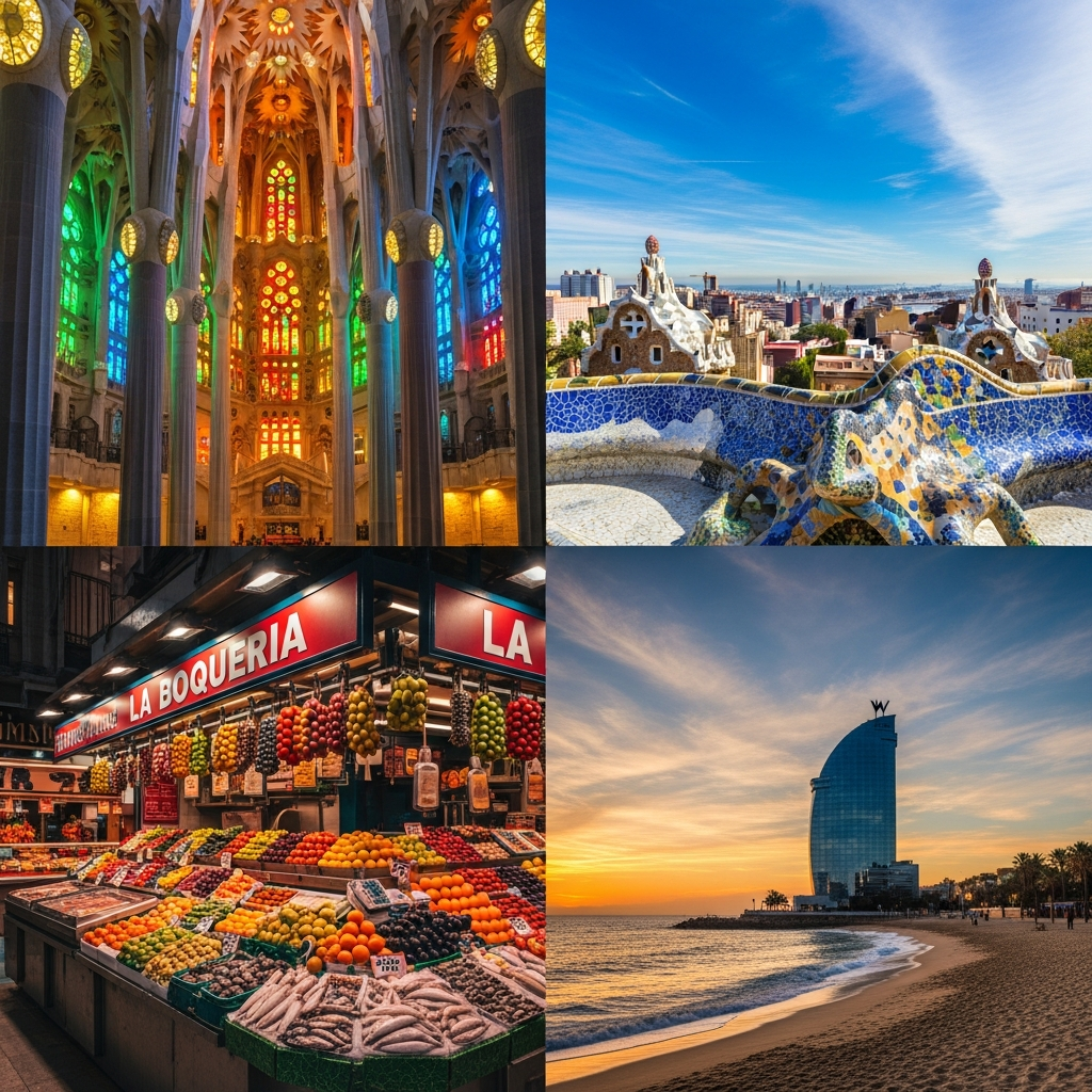 สถานที่ท่องเที่ยวบาร์เซโลนา — ซากราดาฟามีเลีย ปาร์กเกวล ลาโบเกเรีย หาดบาร์เซโลเนตา