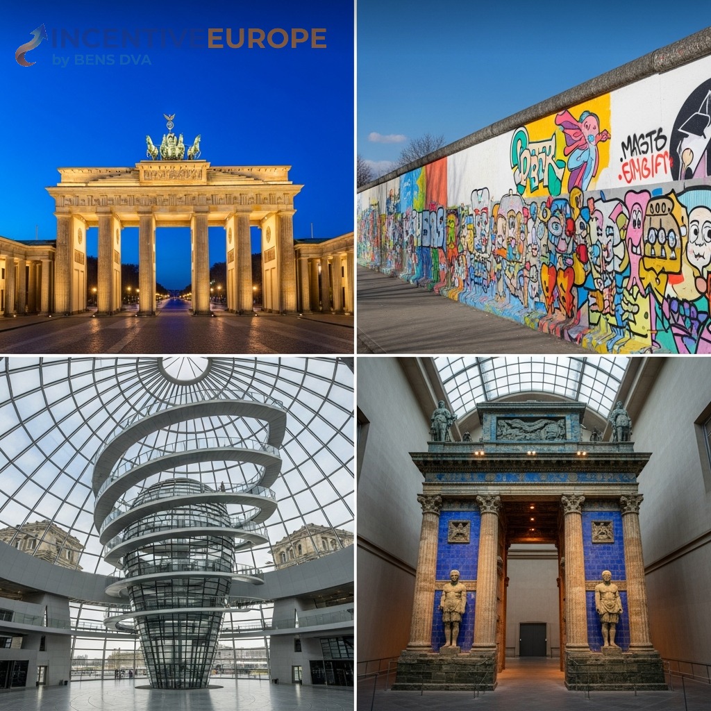 สถานที่ท่องเที่ยวเบอร์ลิน — ประตูบรันเดนบูร์ก East Side Gallery ไรชส์ทาค Museum Island