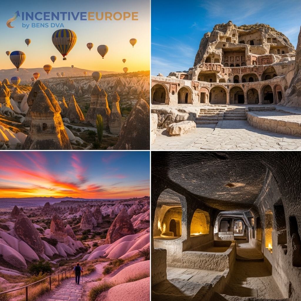 สถานที่ท่องเที่ยวคัปปาโดเกีย — บอลลูน โบสถ์ถ้ำเกอเรเม Rose Valley เมืองใต้ดิน Derinkuyu