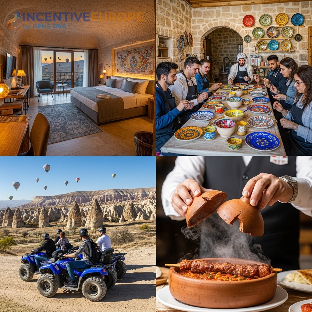 งานองค์กรคัปปาโดเกีย — โรงแรมถ้ำหรู ปั้นเซรามิก Avanos ขับ ATV เตสตีเคบับ