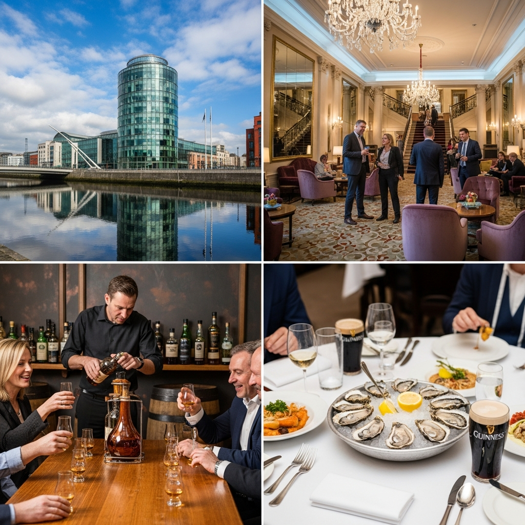 งานองค์กรดับลิน — ศูนย์ประชุม Convention Centre โรงแรม Shelbourne ชิมวิสกี้ อาหารทะเล
