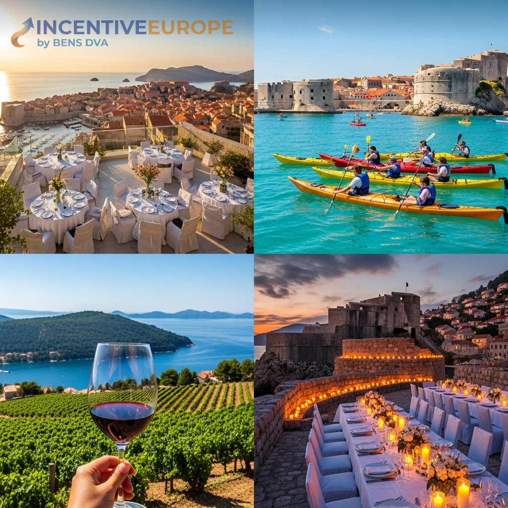 งานองค์กรดูโบรฟนิก — โรงแรม Excelsior พายเรือคายัค ชิมไวน์ Pelješac กาลาดินเนอร์ป้อมโบราณ