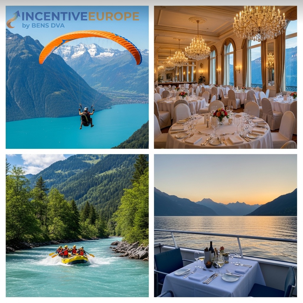 งานองค์กรอินเทอร์ลาเคน — พาราไกลดิงทีม Victoria-Jungfrau Gala ล่องแก่ง ดินเนอร์ครูซ