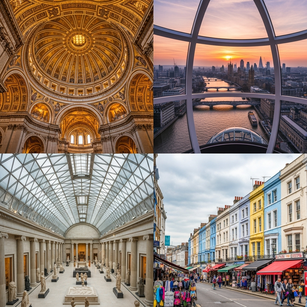สถานที่ท่องเที่ยวลอนดอน — มหาวิหารเซนต์ปอล London Eye British Museum นอตติ้งฮิลล์