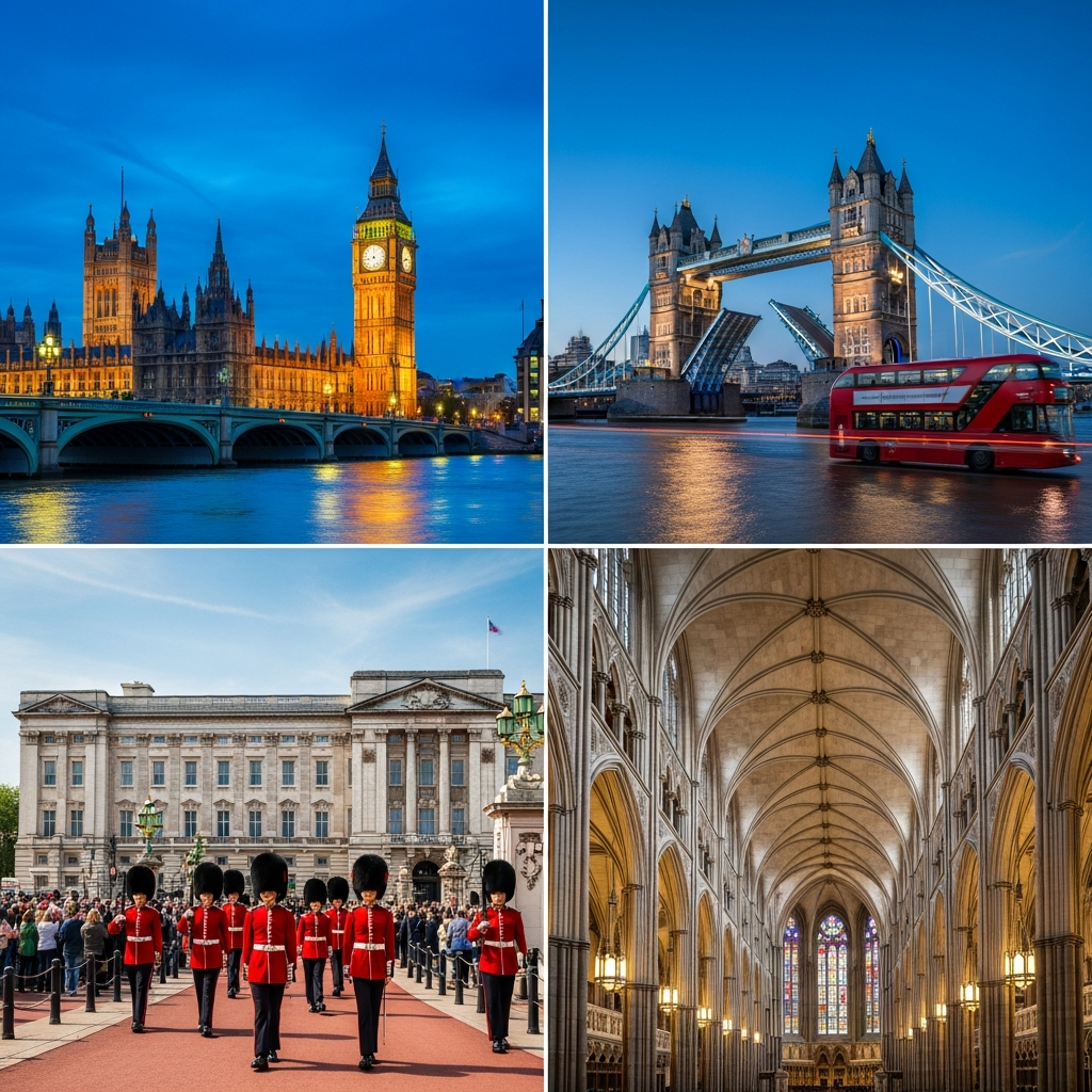 สถานที่ท่องเที่ยวลอนดอน — บิ๊กเบน ทาวเวอร์บริดจ์ พระราชวังบักกิงแฮม Westminster Abbey
