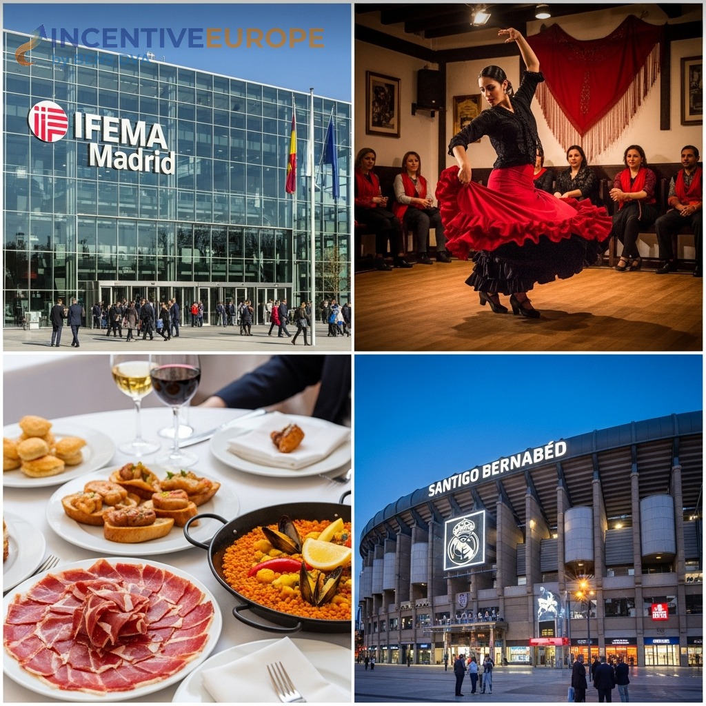 งานองค์กรมาดริด — ศูนย์ประชุม IFEMA ฟลาเมงโก ตาปัส Michelin สนามเบร์นาเบว