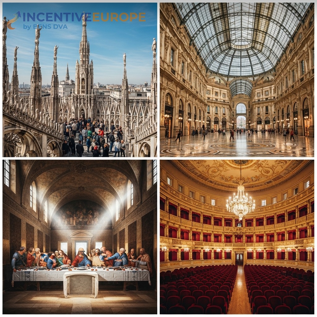 สถานที่ท่องเที่ยวมิลาน — ดาดฟ้าดูโอโม แกลเลอเรียวิตตอริโอ พระกระยาหารมื้อสุดท้าย ลาสกาลา