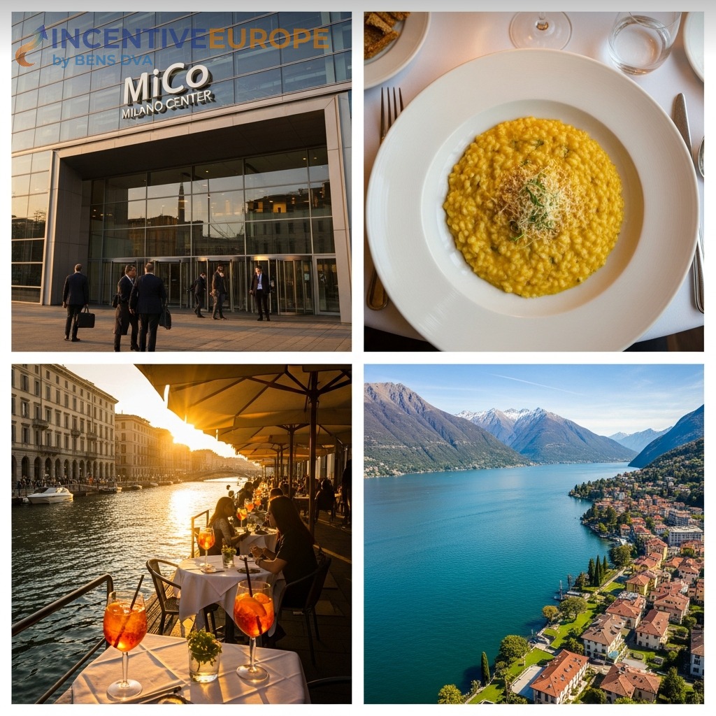 งานองค์กรมิลาน — MiCo คอนเวนชัน ริซอตโต้มิชลิน นาวิกลีอเปริติโว ทะเลสาบโคโม