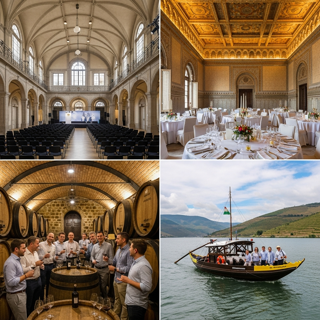 งานองค์กรปอร์โต — ศูนย์ประชุม Alfândega Gala Dinner Palácio da Bolsa ทัวร์ไวน์ ล่องเรือ Douro