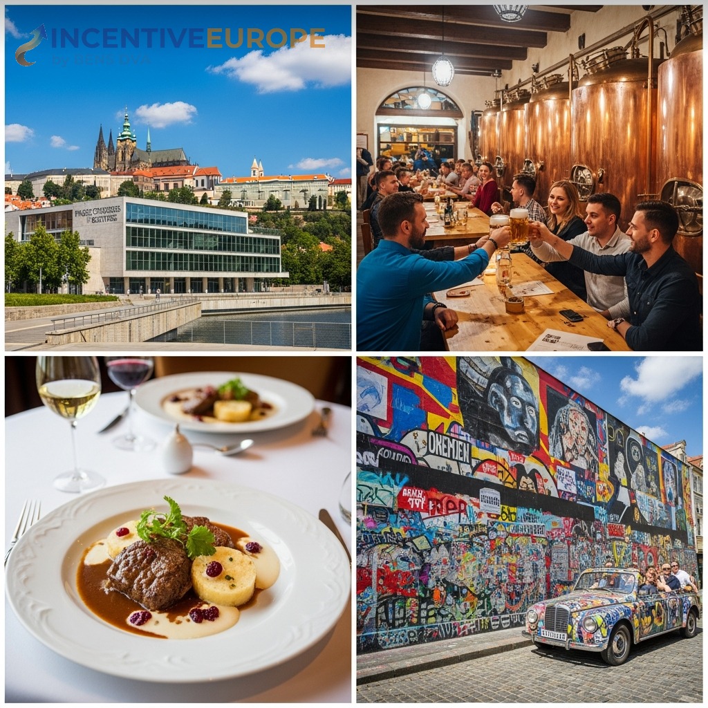 งานองค์กรปราก — ศูนย์ประชุม Prague Congress ดื่มเบียร์เช็ก สวีชโควา Michelin กำแพงเลนนอน