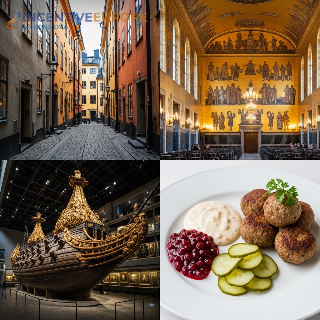 สถานที่ท่องเที่ยวสตอกโฮล์ม — Gamla Stan ศาลาว่าการ Nobel พิพิธภัณฑ์ Vasa มีทบอลสวีเดน