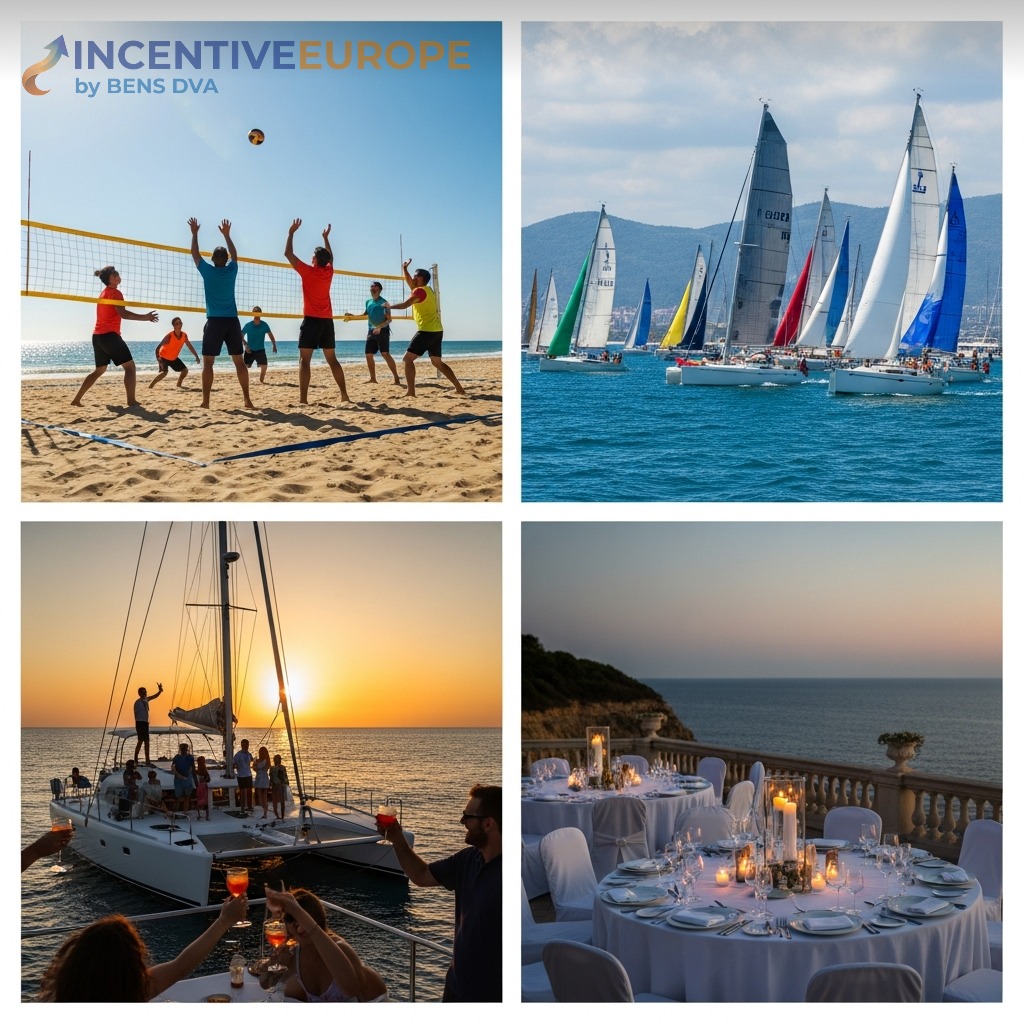 กิจกรรม Beach Team Building วอลเลย์บอล Sailing Regatta Catamaran Cruise Gala Dinner ริมทะเล