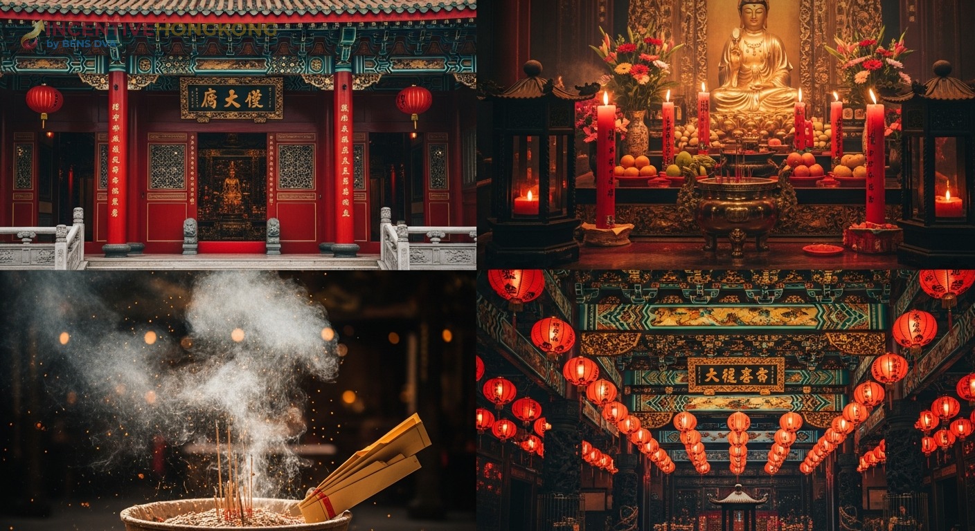 วัดเจ้าแม่กวนอิมฮ่องฮำ — หน้าวัด พระกวนอิมทอง พิธียืมเงิน โคมแดงภายในวัด ฮ่องกง