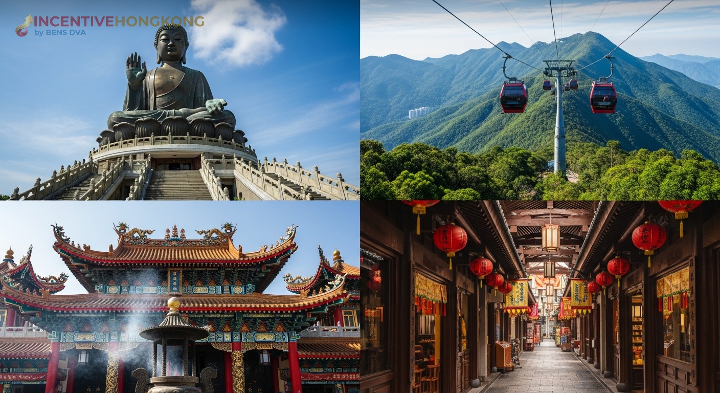 เกาะลันเตา — พระใหญ่เทียนถาน กระเช้านองปิง 360 วัดโป่วหลิน หมู่บ้านนองปิง ฮ่องกง