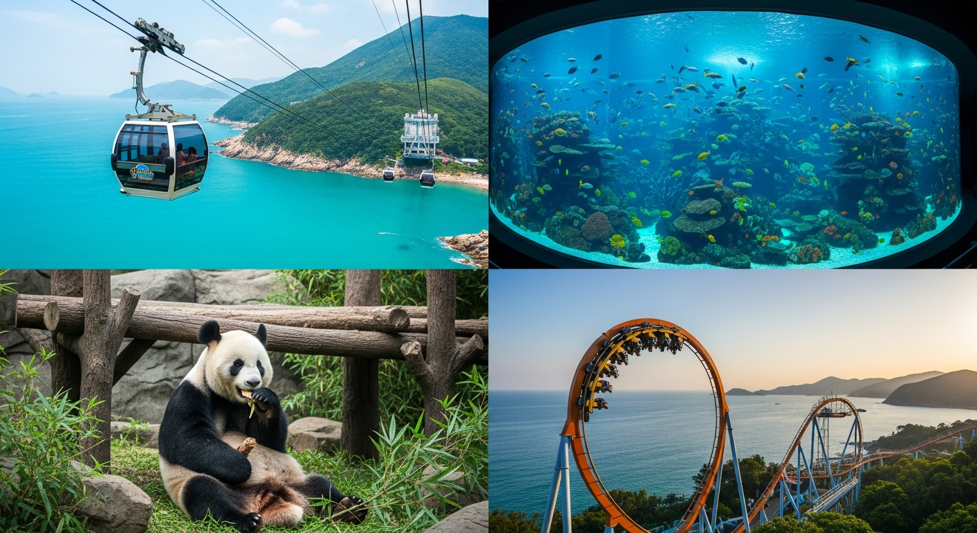 Ocean Park — กระเช้าข้ามทะเล Grand Aquarium แพนด้ายักษ์ รถไฟเหาะวิวทะเล ฮ่องกง