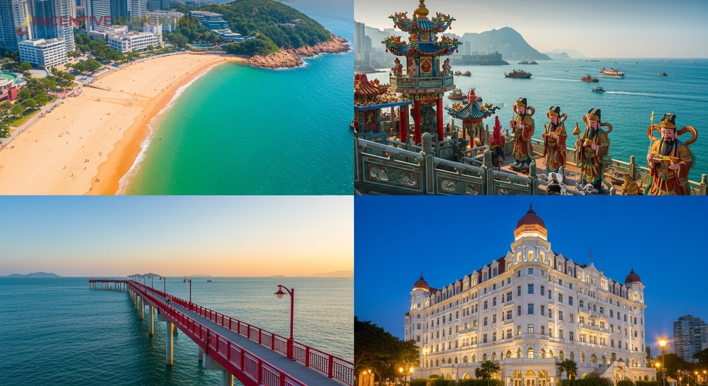 หาดรีพัสล์เบย์ — หาดทรายจันทร์เสี้ยว ศาลเจ้าแม่กวนอิม สะพานต่ออายุ The Repulse Bay ฮ่องกง