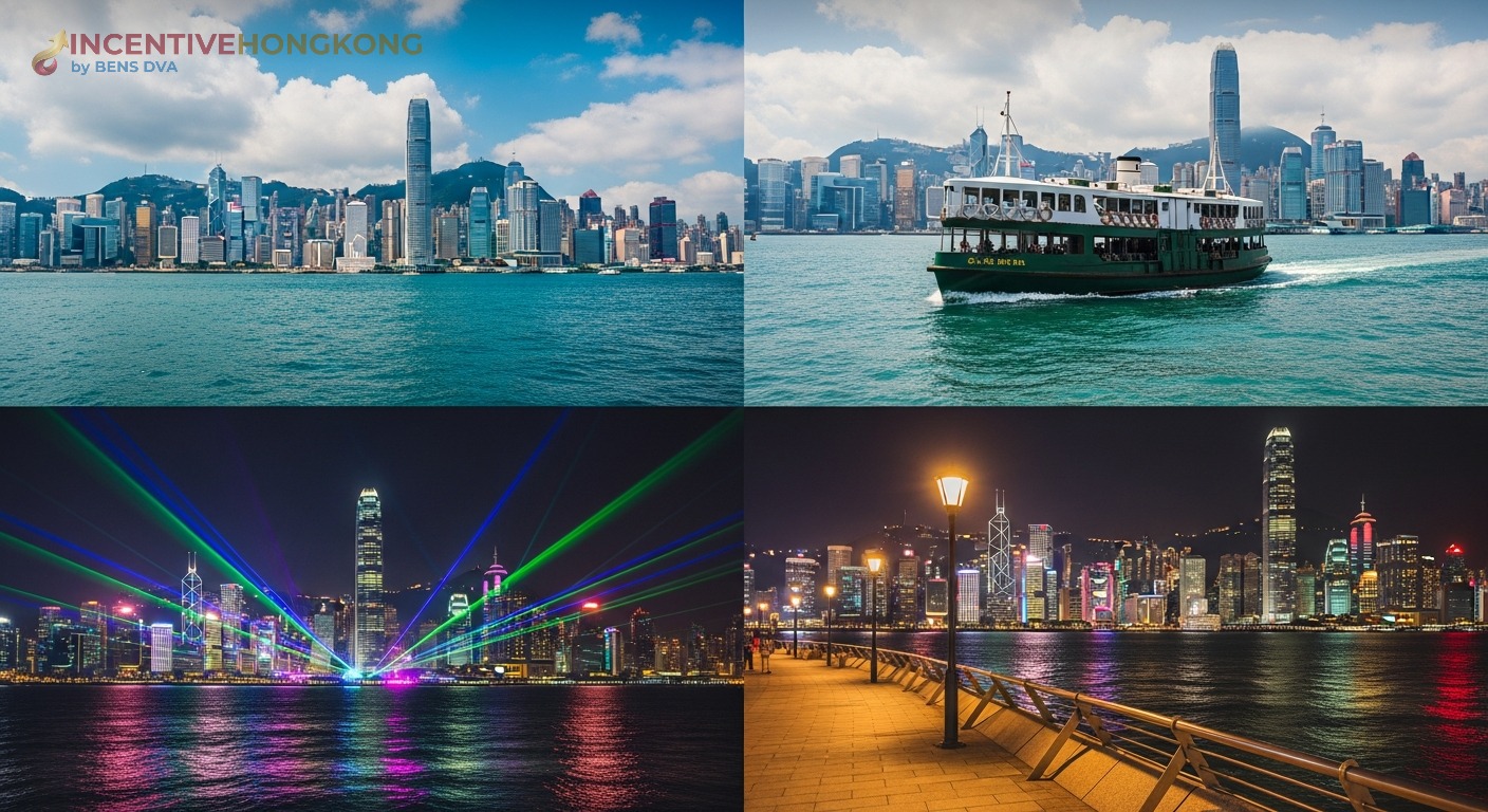 อ่าววิคตอเรีย — พาโนรามาสกายไลน์ Star Ferry Symphony of Lights วอเตอร์ฟร้อนท์ ฮ่องกง