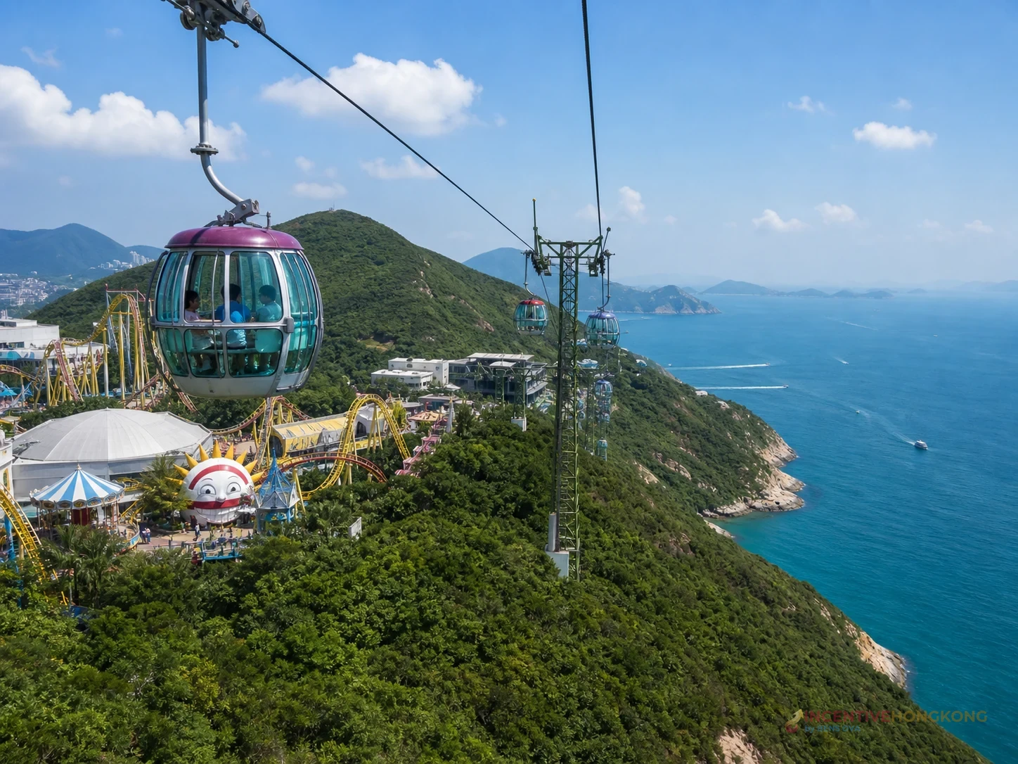 ภาพกระเช้า Ocean Park Hong Kong ประกอบการจัดตั๋วกรุ๊ปสำหรับบริษัท