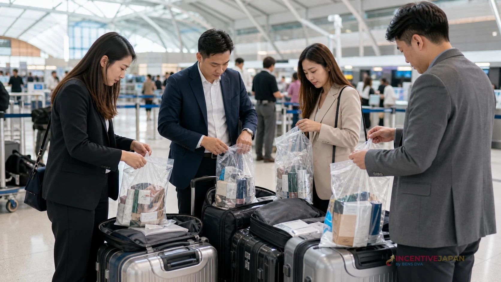 สมาชิกกรุ๊ปบริษัทจัดของ Tax-Free ให้หยิบตรวจได้ก่อนโหลดกระเป๋าที่สนามบินญี่ปุ่น