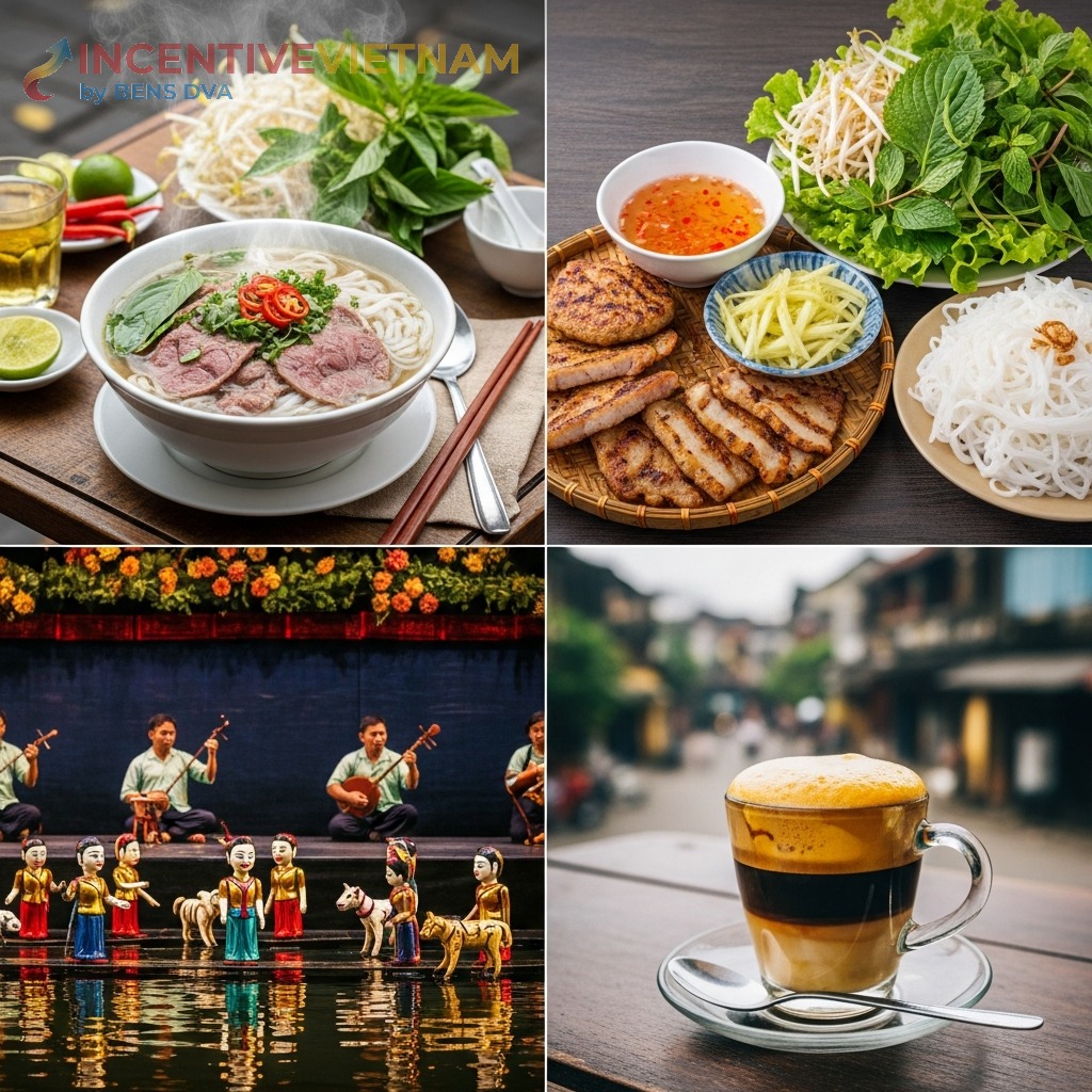 อาหารและวัฒนธรรมฮานอย — เฝอเนื้อ บุ๋นจ่า หุ่นกระบอกน้ำ กาแฟไข่ | BENS DVA