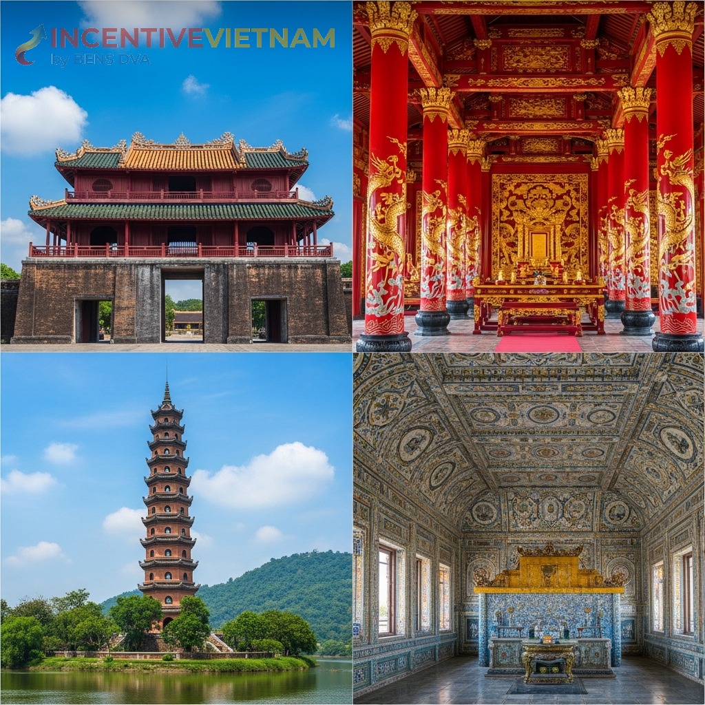 สถานที่ท่องเที่ยวเว้ — ประตูเก๋าหม่อน พระราชวังไทฮหว่า เจดีย์เทียนมู่ สุสานไคดิงห์ | BENS DVA