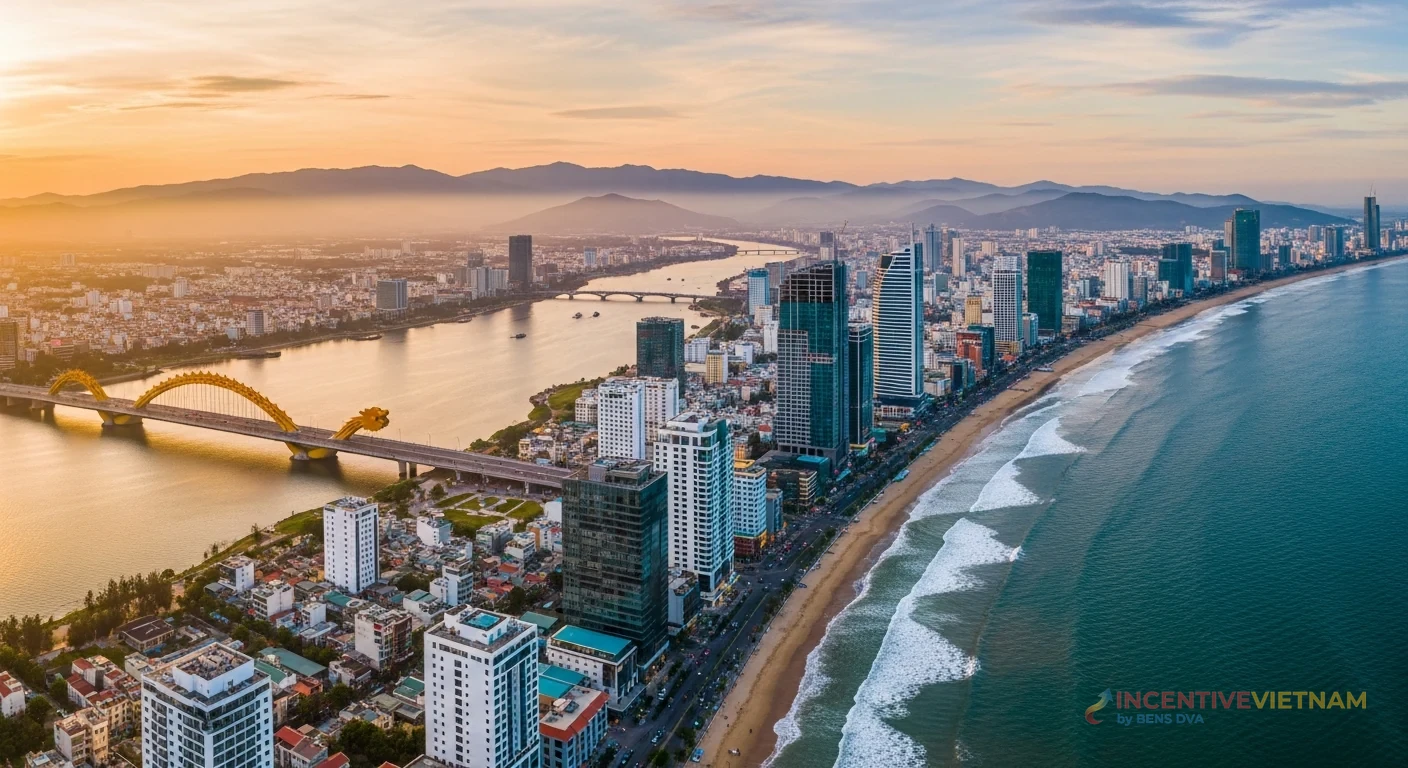 วิวเมืองดานัง สะพานมังกร และแนวชายหาดสำหรับวางแผนกิจกรรมกลางแจ้ง