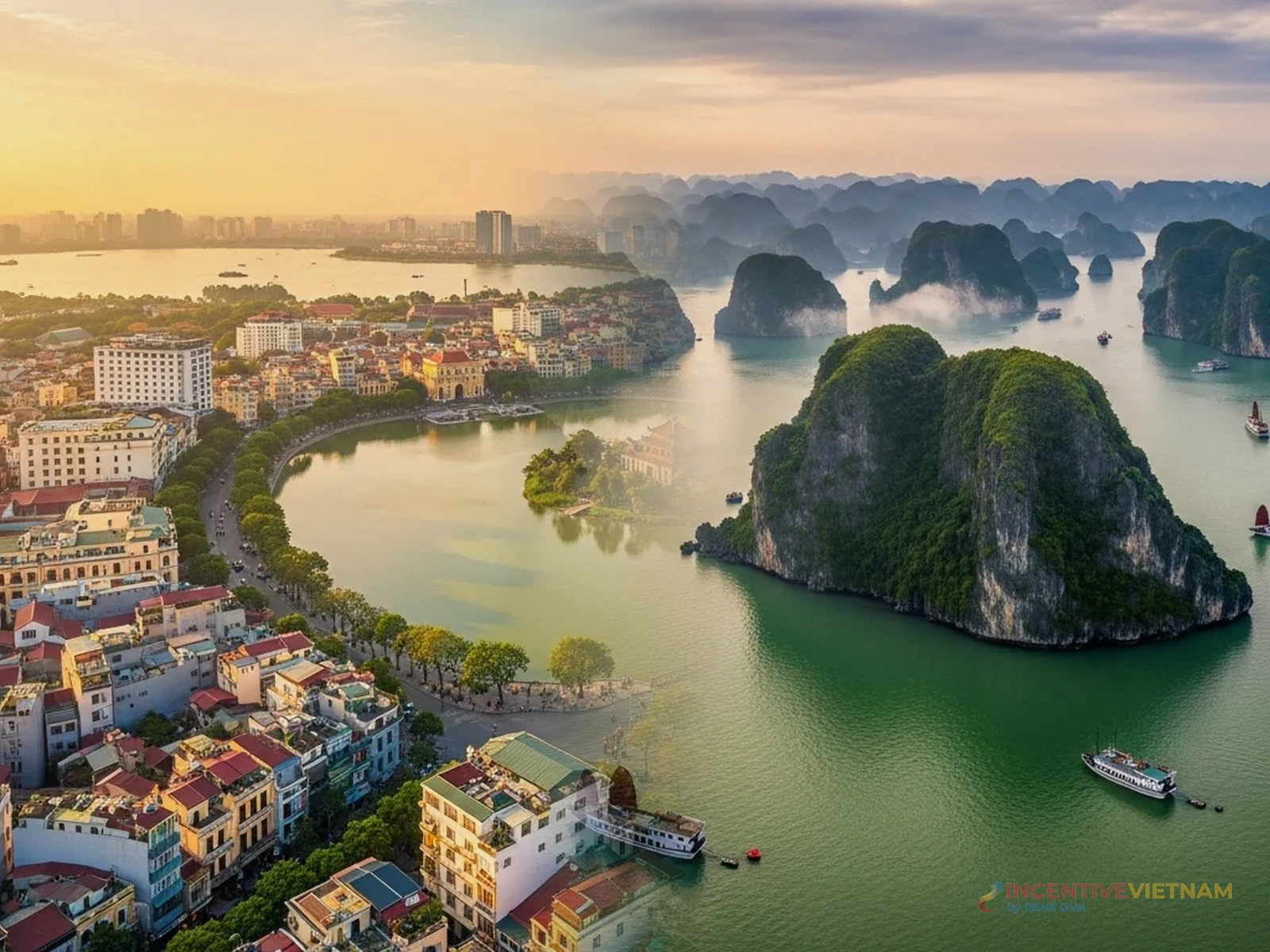 ภาพบรรยากาศฮานอยและฮาลองเบย์ช่วงอากาศเปิด เหมาะกับทริปองค์กรภาคเหนือของเวียดนาม