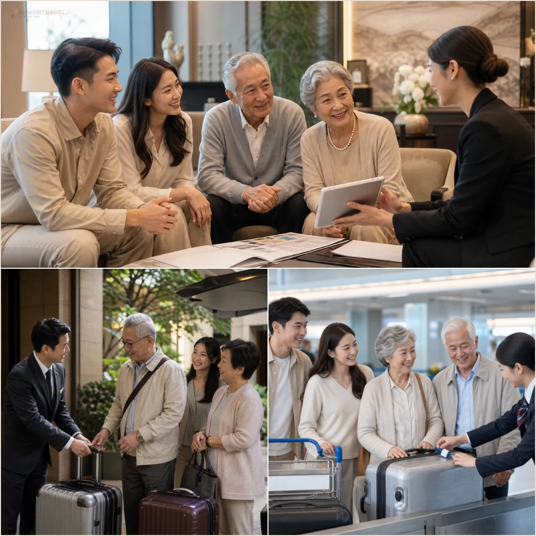 คอลลาจครอบครัว ผู้ประสานงาน และผู้สูงวัยร่วมทบทวนข้อมูลก่อนเดินทาง